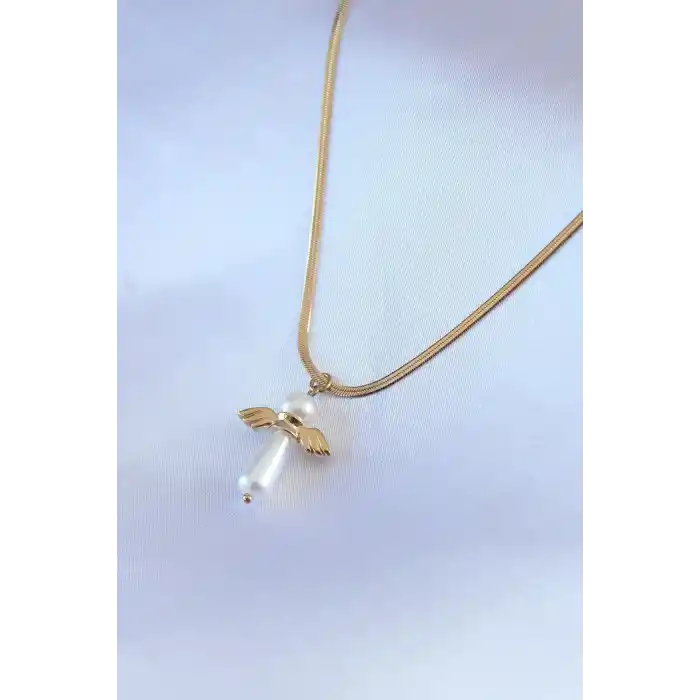 316L Çelik Gold Renk İtalyan Zincir Model Piyon Figür Kadın Kolye