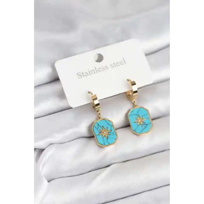 316L Çelik Gold Renk Kutup Yıldızı Model Kadın Küpe