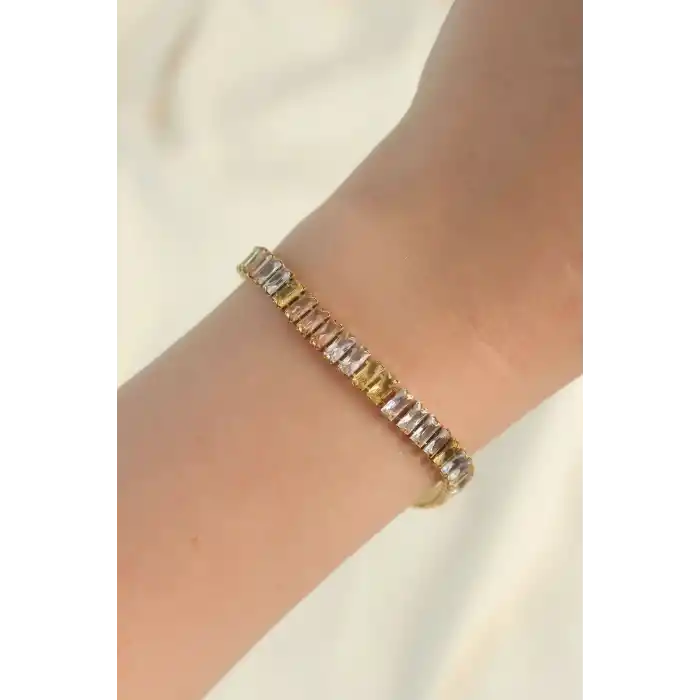 316L Çelik Gold Renk Renkli Su Yolu Tasarımlı Bileklik