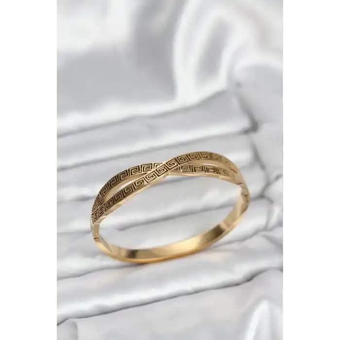 316L Çelik Gold Renk Vintage Kadın Kelepçe Bileklik