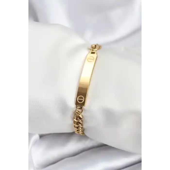 316L Çelik Gold Renk Yazı Yazmaya Uygun Kadın Bileklik