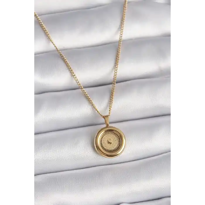 316L Çelik Gold Renk Zincir Gold Altın Model Kadın Kolye