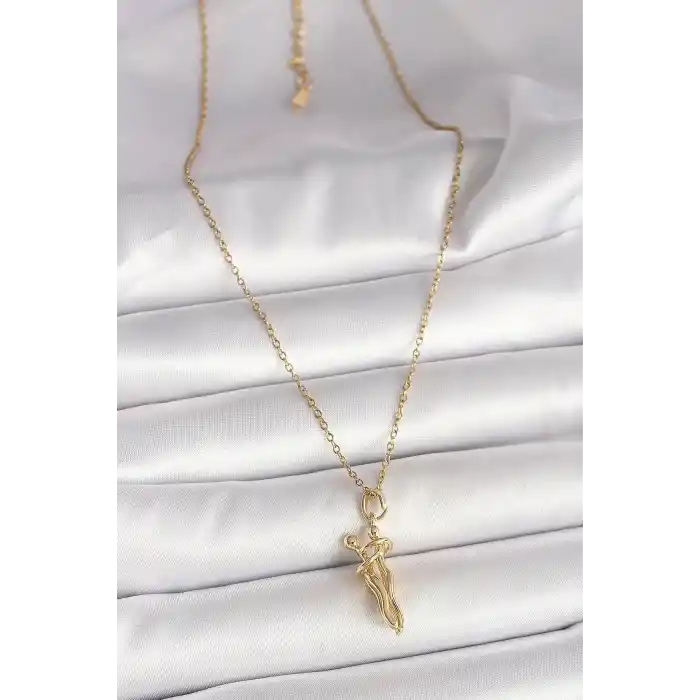 316L Çelik Gold Renk Zincir Sarılma Model Kadın Kolye