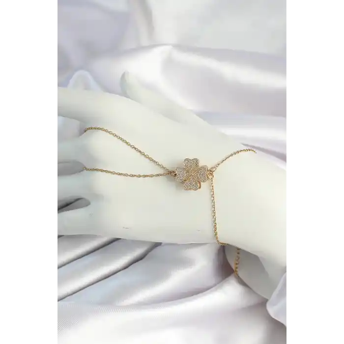 316L Çelik Gold Renk Zincirli Dönen Yonca Figürlü Şahmeran