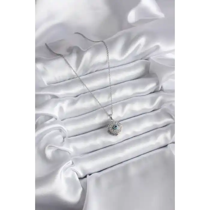 316L Çelik Gold Renk Zirkon Taşlı Göz Model Kadın Kolye