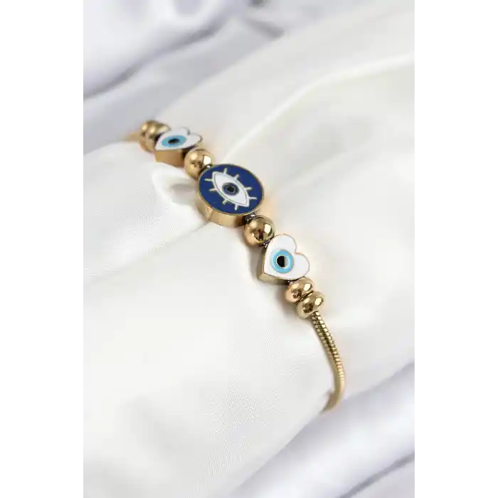 316L Çelik Göz Charm Model Gold Renk Kadın Bileklik