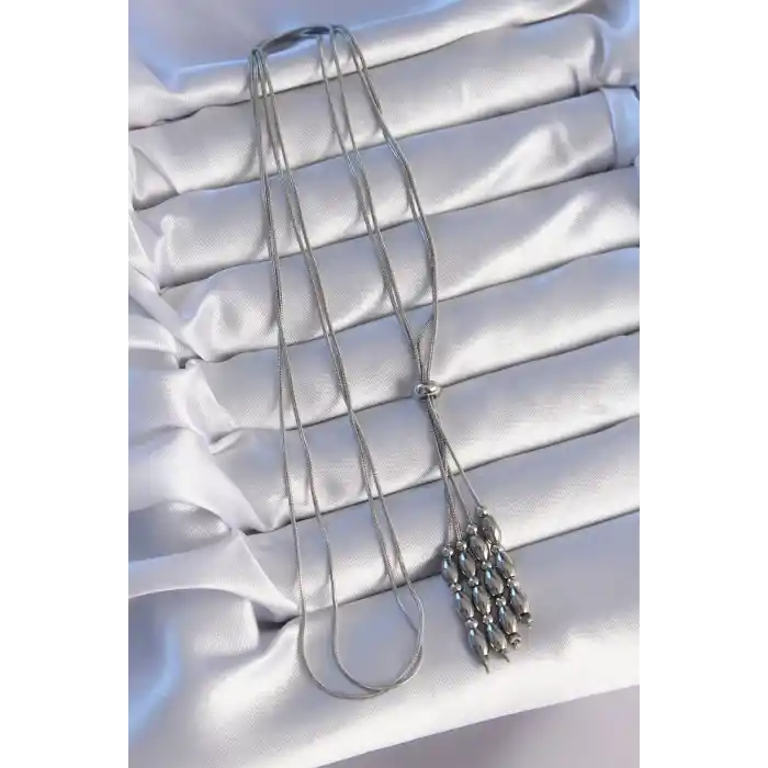 316L Çelik Gümüş Renk Boyu Ayarlanabilir Sallantılı Model Kolye