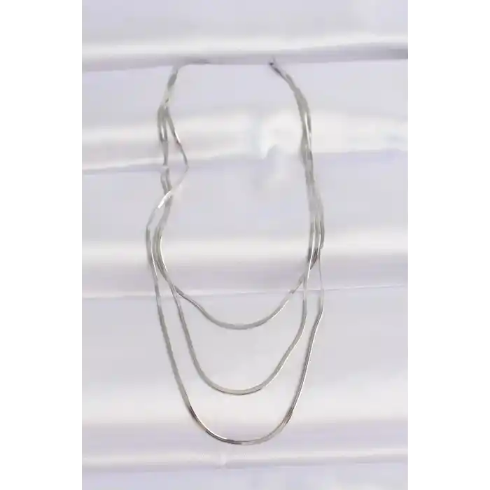 316L Çelik Gümüş Renk İtalyan Zincir Çoklu Kolye