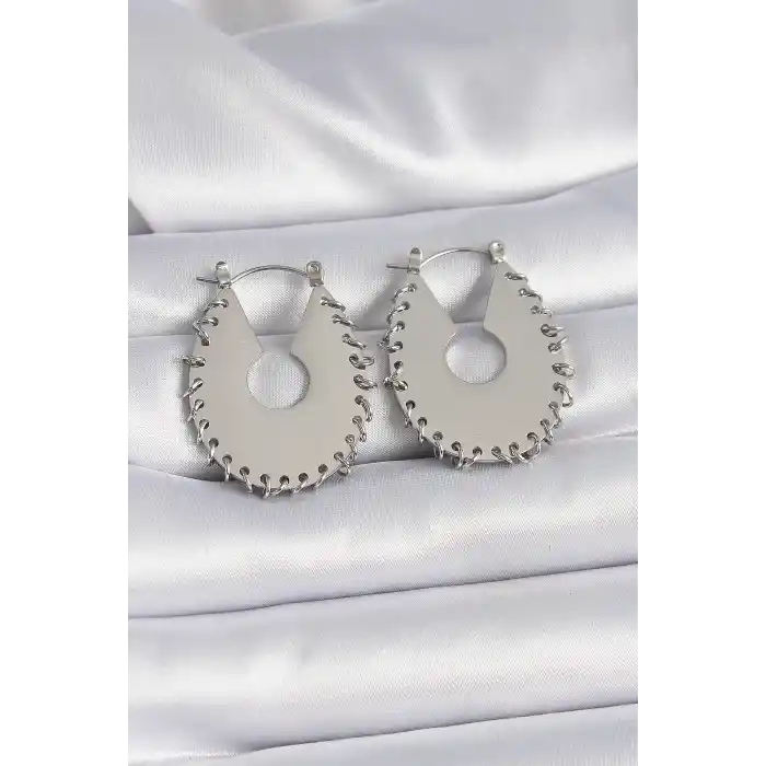 316L Çelik Gümüş Renk Kadın Küpe