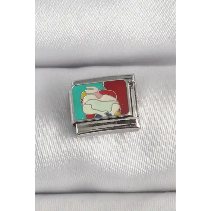 316L Çelik Gümüş Renk Renkli Portre Model Nomination Charm