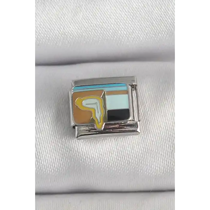 316L Çelik Gümüş Renk Renkli Portre Model Nomination Charm