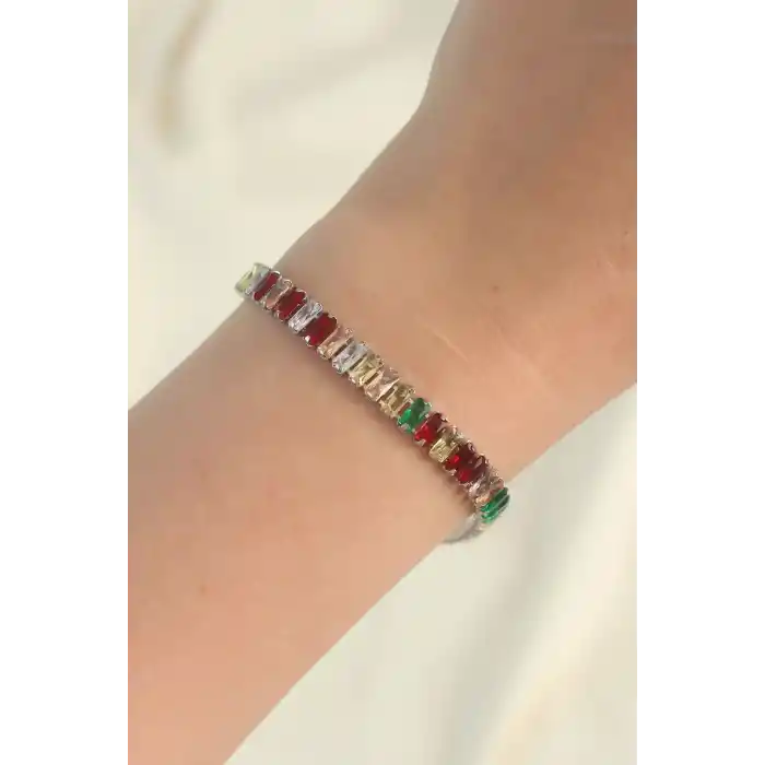 316L Çelik Gümüş Renk Renkli Su Yolu Tasarımlı Bileklik