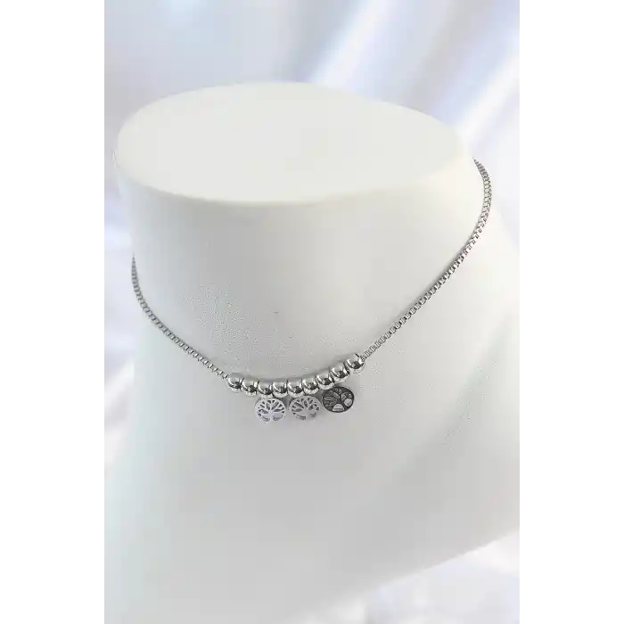 316L Çelik Gümüş Renk Yaşam Ağacı Model Kadın Halhal