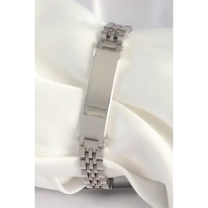 316L Çelik Gümüş Renk Zincir Künye Model Erkek Bileklik