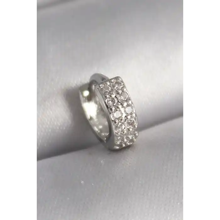 316L Çelik Gümüş Renk Zirkon Taşlı Tragus Piercing