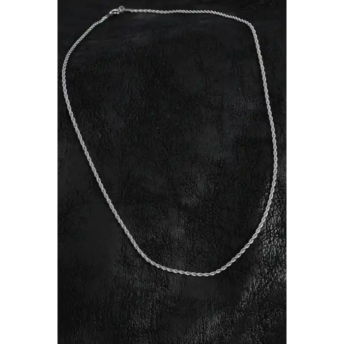 316L Çelik Halat Zincir Model Gümüş Renk Erkek Kolye