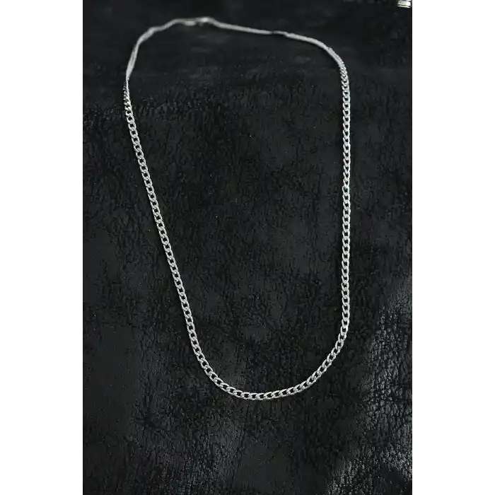 316L Çelik İnce Klasik Zincir Model Gümüş Renk Erkek Kolye