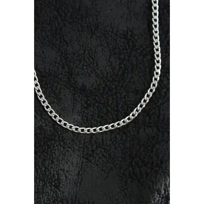 316L Çelik İnce Klasik Zincir Model Gümüş Renk Erkek Kolye