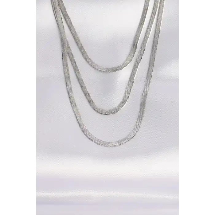 316L Çelik İtalyan Zincir Gümüş Renk Çoklu Kolye