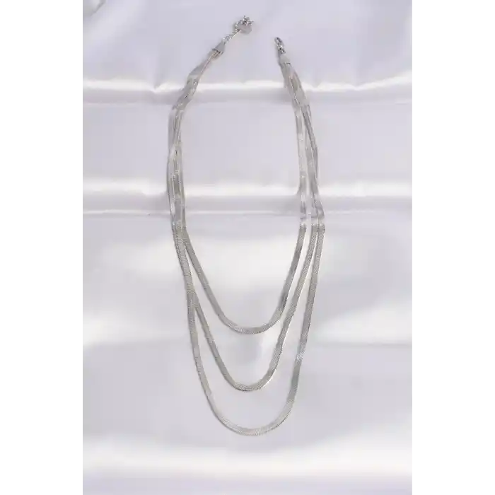 316L Çelik İtalyan Zincir Gümüş Renk Çoklu Kolye