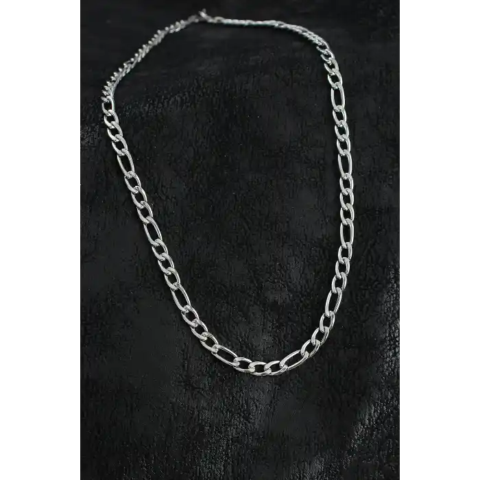 316L Çelik Kalın Figaro Zincir Model Gümüş Renk Erkek Kolye