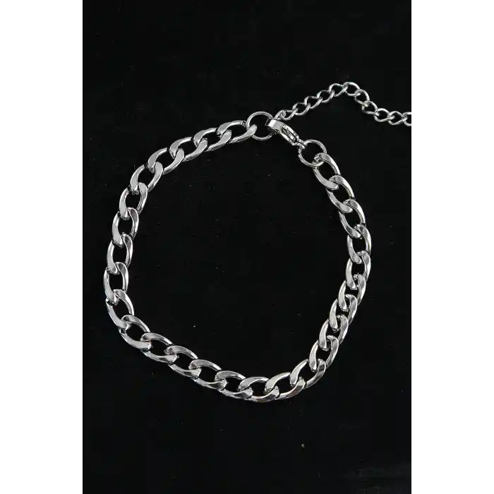 316L Çelik Kalın Klasik Model Gümüş Renk Erkek Bileklik