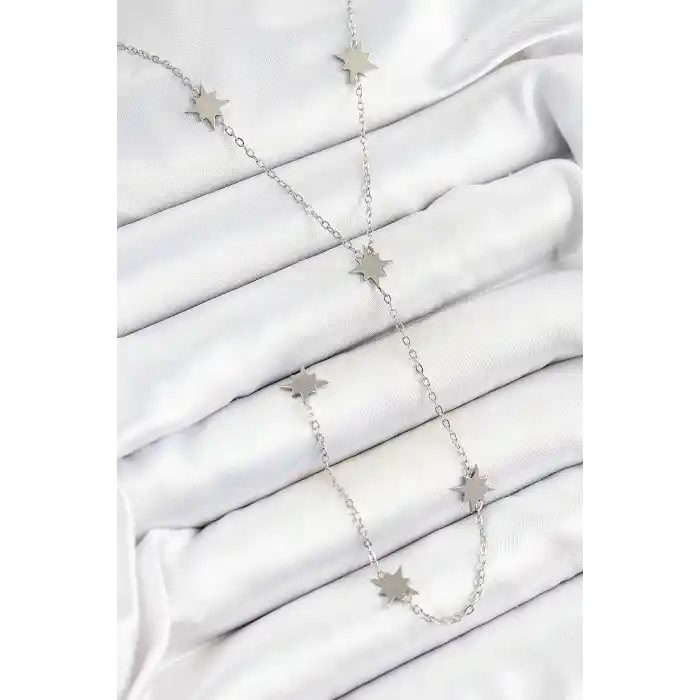 316L Çelik Kutup Yıldızı Figürlü Y Model Gümüş Renk Kadın Kolye