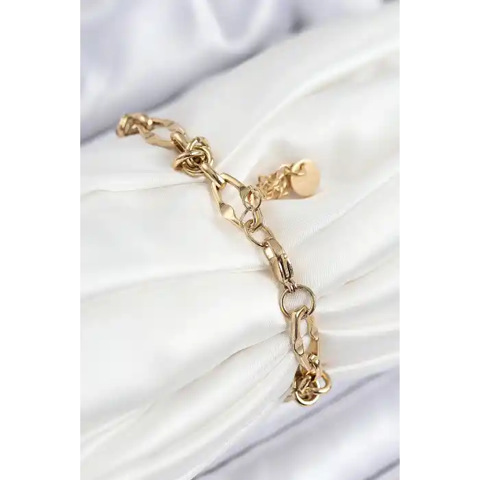 316L Çelik Parçalı Zincir Model Gold Renk Kadın Bileklik