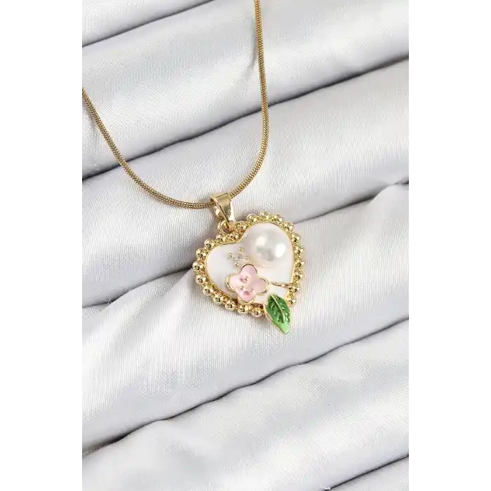 316L Çelik Sanatsal Portre Model Gold Renk Kadın Kolye