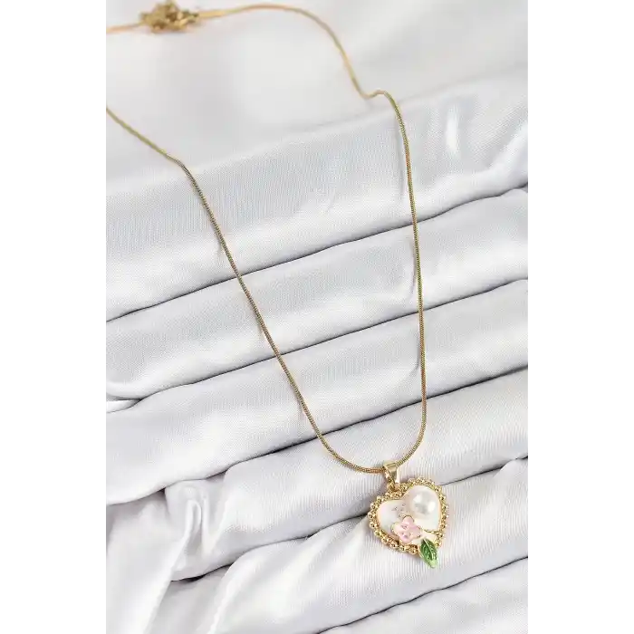 316L Çelik Sanatsal Portre Model Gold Renk Kadın Kolye