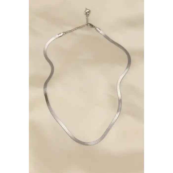 316L Çelik Silver Renk 45 cm İtalyan Zincir Model Kadın Kolye