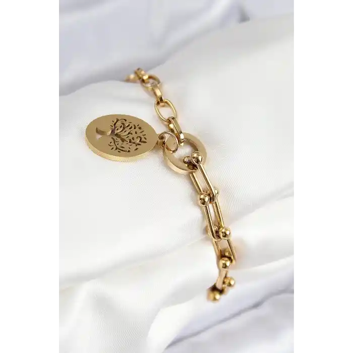 316L Çelik Tifany Ağaç Model Gold Renk Kadın Bileklik