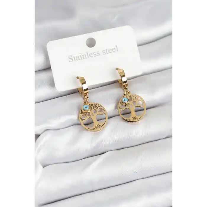 316L Çelik Yaşam Ağacı Model Kadın Küpe