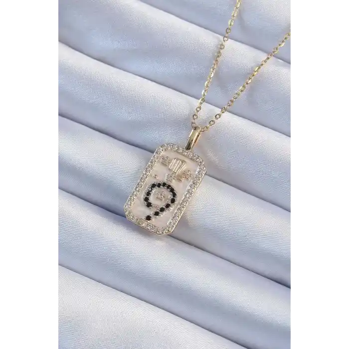 316L Çelik Zincir Altın Renk Zirkon Taşlı Minimal Papatya Figürlü Tarot Kolye