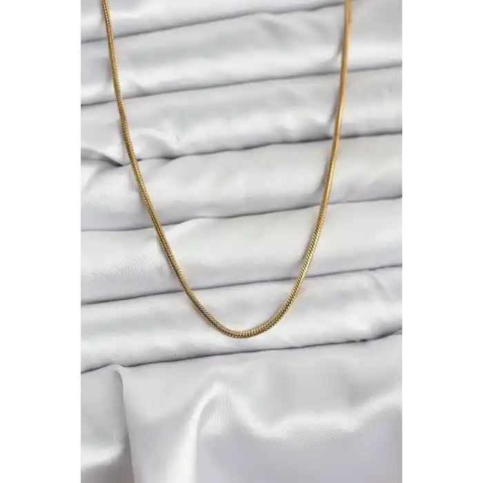 316L Çelik Zincir Gold Renk 60 cm Yılan Zincir Kadın Kolye
