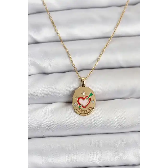 316L Çelik Zincir Gold Renk Kalp Figürlü Kadın Kolye