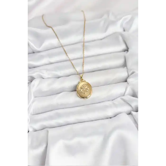 316L Çelik Zincir Gold Renk Kapaklı Açılabilir Model Kadın Kolye
