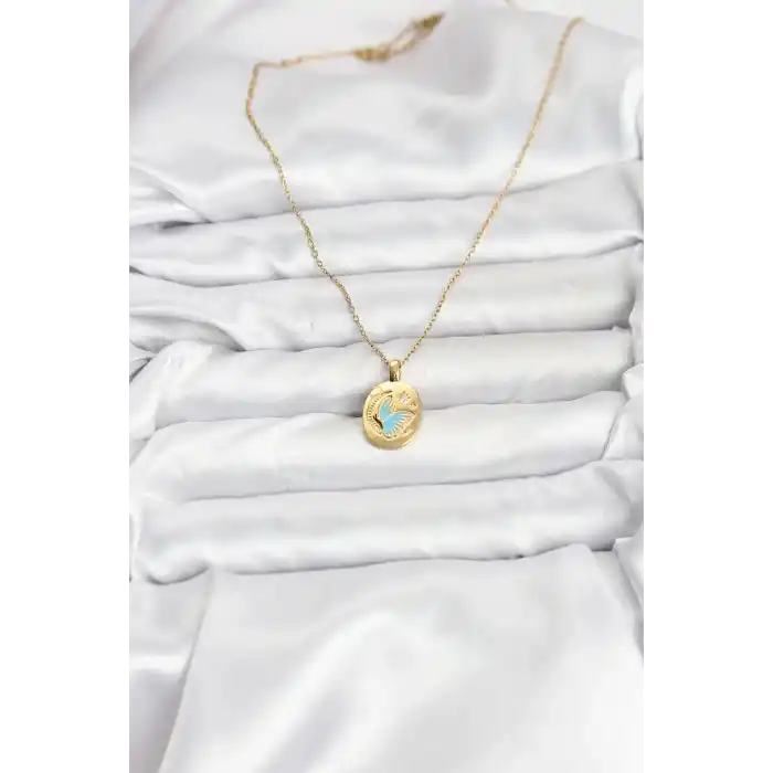 316L Çelik Zincir Gold Renk Kelebek Figür Kadın Kolye