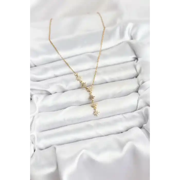 316L Çelik Zincir Gold Renk Kutup Yıldızı Model Kadın Kolye