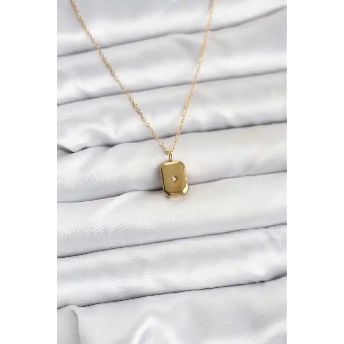 316L Çelik Zincir Gold Renk Minimal Kutup Yıldızı Model Kadın Kolye