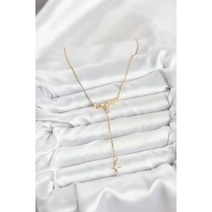 316L Çelik Zincir Gold Renk Yıldız Model Y Kadın Kolye