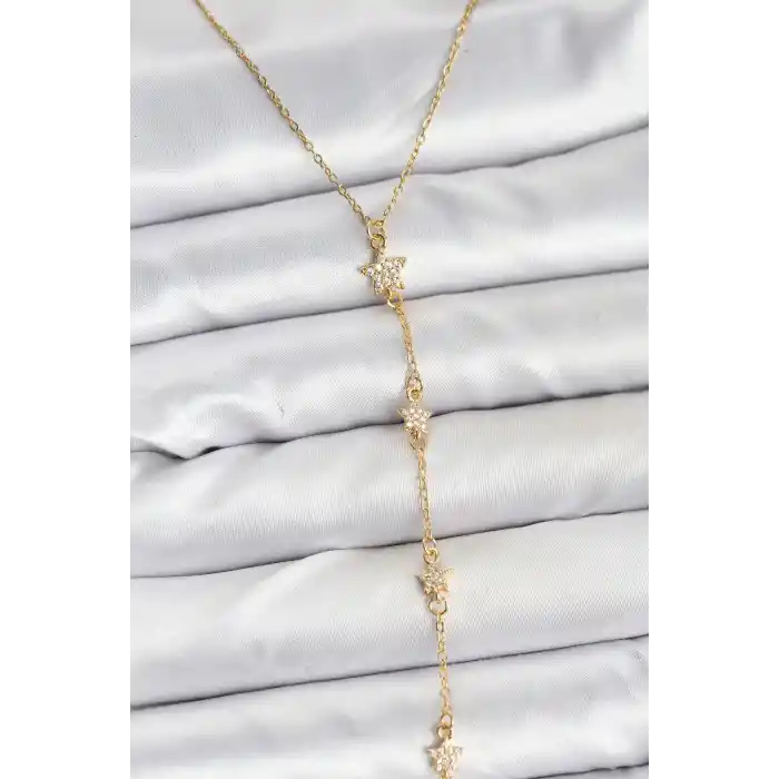 316L Çelik Zincir Gold Renkli Yıldız Model Kadın Y Kolye