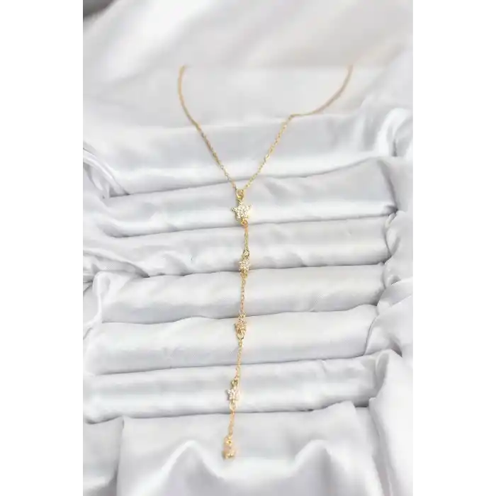 316L Çelik Zincir Gold Renkli Yıldız Model Kadın Y Kolye
