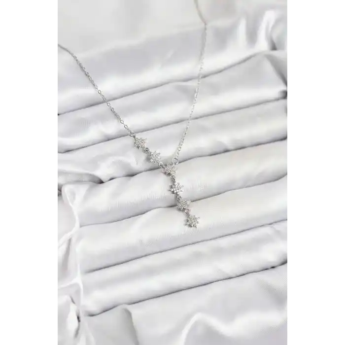 316L Çelik Zincir Gümüş Renk Kutup Yıldızı Model Kadın Kolye