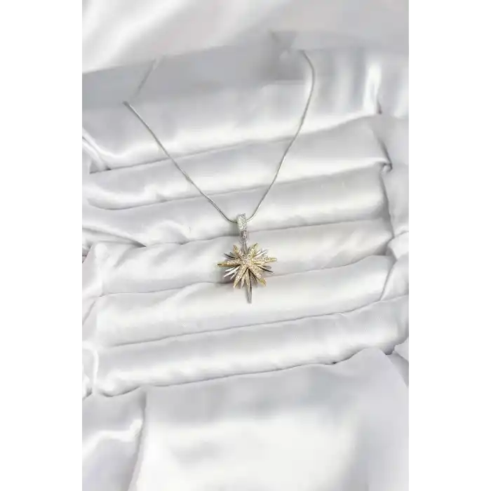 316L Çelik Zincir Gümüş Renk Kutup Yıldızı Model Kadın Kolye
