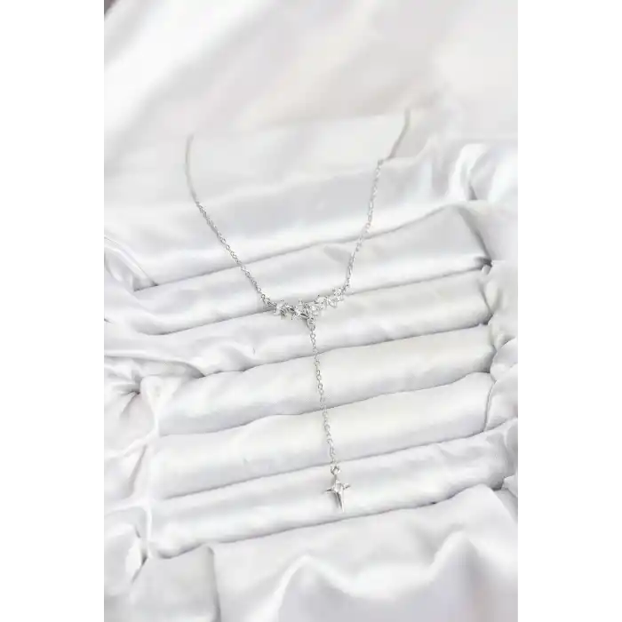 316L Çelik Zincir Gümüş Renk Yıldız Model Y Kadın Kolye