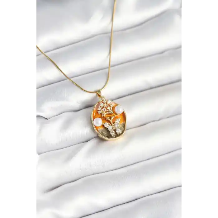 316L Çelik Zincir Kelebek Model Sanatsal Portre Kadın Kolye