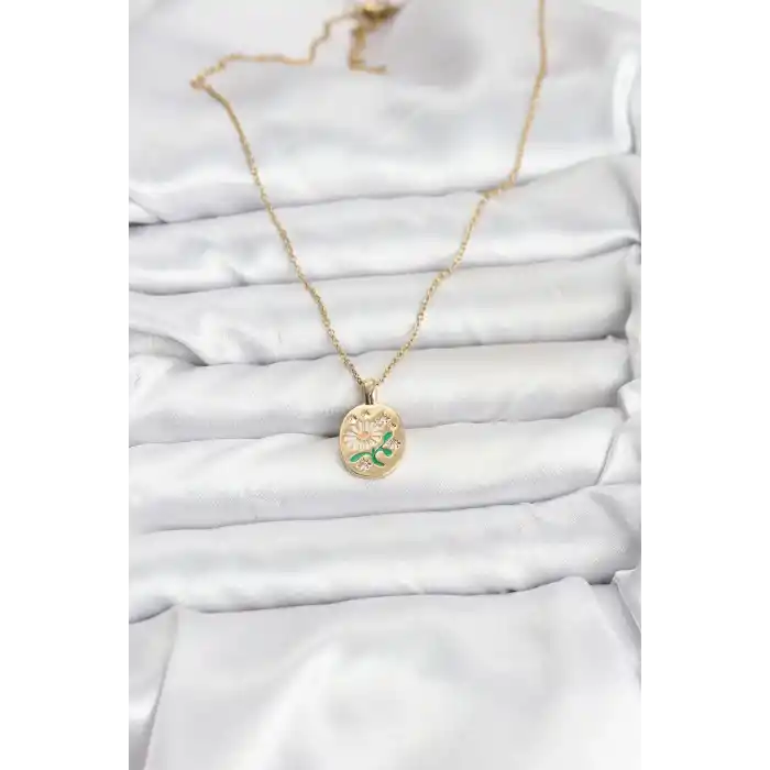 316L Çelik Zincir Papatya Figürlü Kadın Kolye