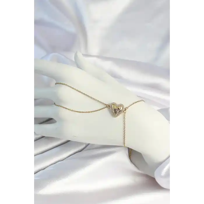 316L Çelik Zincirli Gold Renk Kalp Figürlü Şahmeran