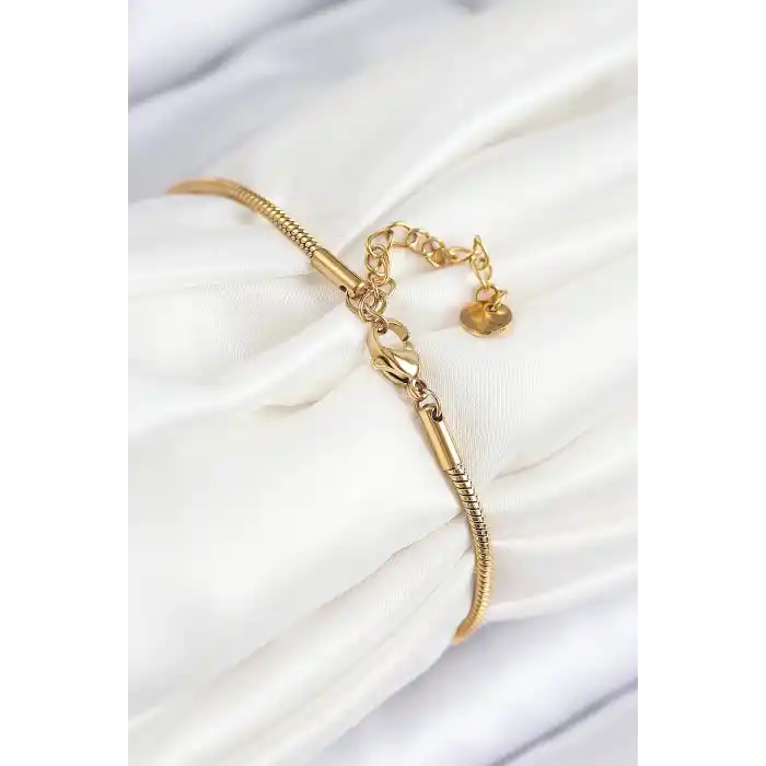 316L Çelik Zirkon Taşlı Göz Charm Model Gold Renk Kadın Bileklik